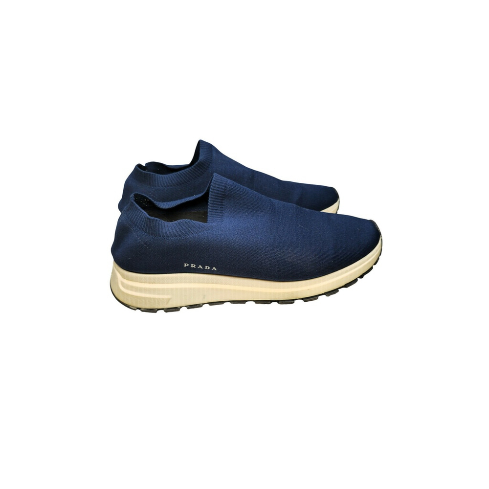 Prada Men's Blue Knit Slip On Sock Sneakerss Size 8